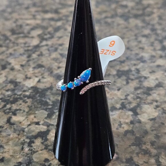 Bomb Party RBP7778 "Take Your Glance" Azure Blue Fire Opal Sz 6 - Picture 1 of 5